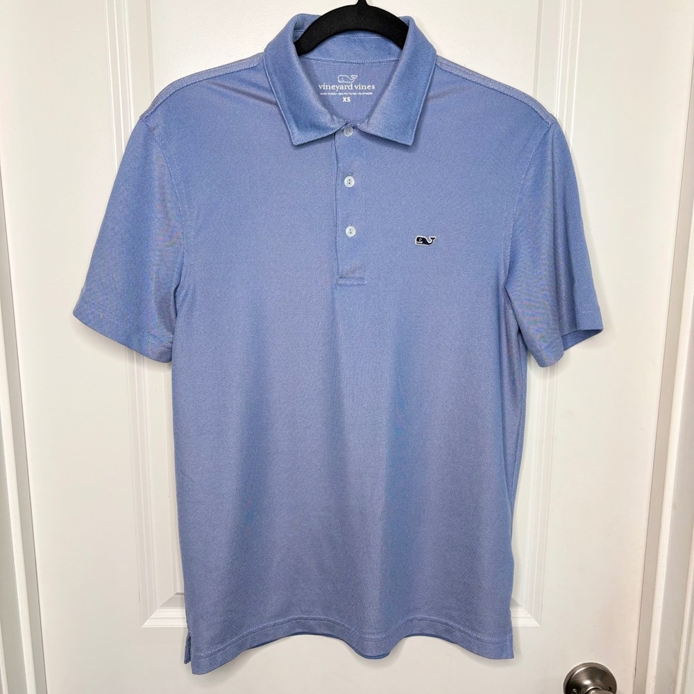 Vineyard Vines Shirt Mens XS Blue Performance Polo Shirt Short Sleeve Whale Logo